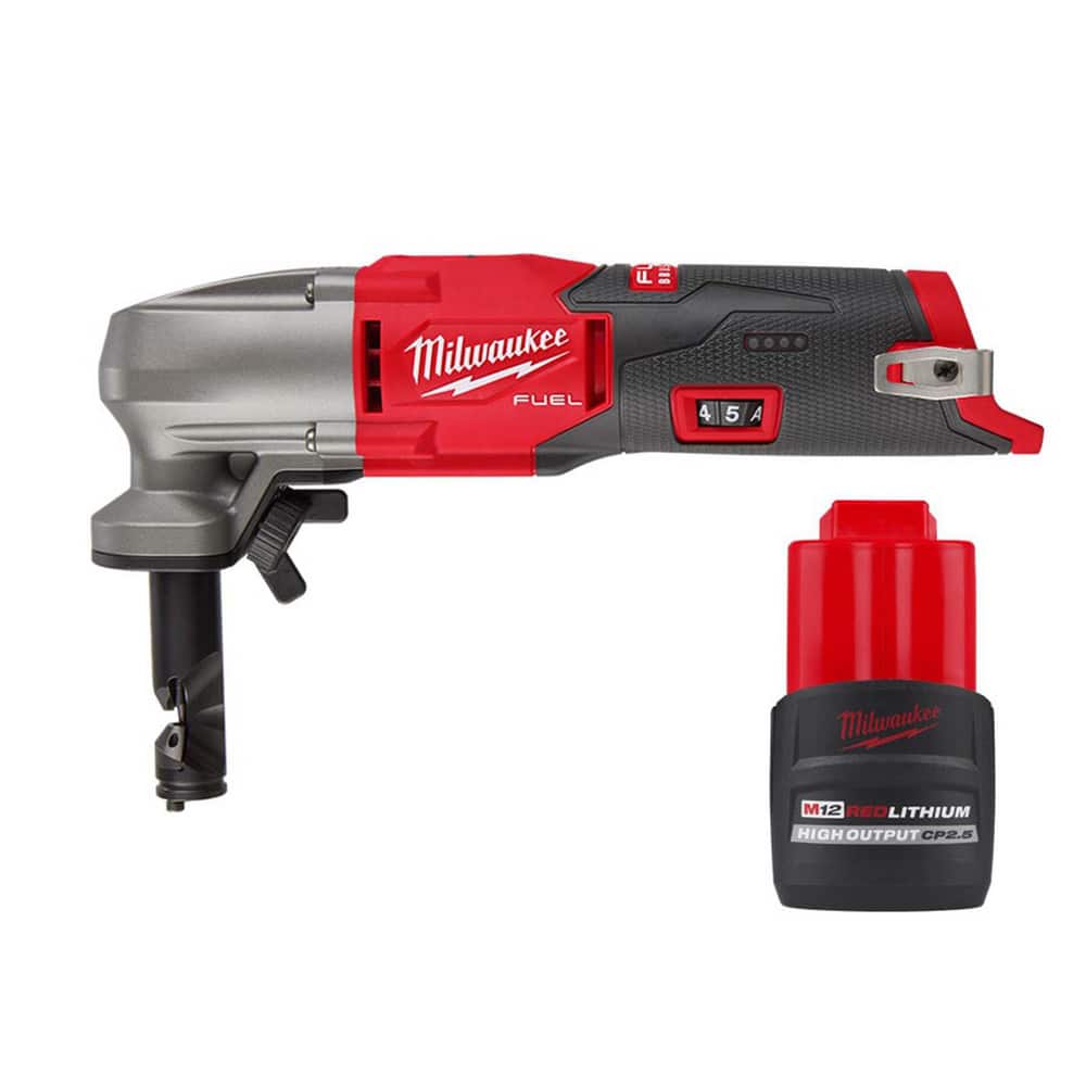 Power Nibblers; Minimum Cutting Radius (Inch): 3-1/4 ; Includes: (1) M12 FUEL 16 Gauge Nibbler, (1) Chip Collection Bag; M12 REDLITHIUM HIGH OUTPUT CP2.5 Battery Pack ; Standards: UL Listed ; Brushless Motor: Yes ; Series: M12 FUEL