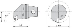 Modular Turning & Profiling Cutting Unit Head: Size KM32, 35 mm Head Length, Internal, Right Hand