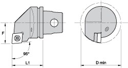 Modular Turning & Profiling Cutting Unit Head: Size KM32, 35 mm Head Length, Internal, Right Hand