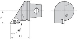 Modular Turning & Profiling Cutting Unit Head: Size KM32, 35 mm Head Length, External, Right Hand