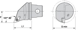 Modular Turning & Profiling Cutting Unit Head: Size KM32, 35 mm Head Length, Internal, Right Hand