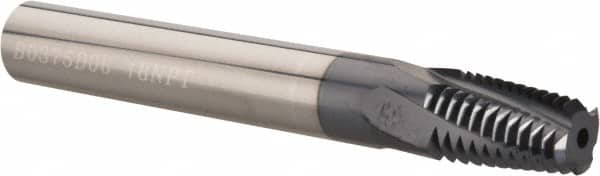 Carmex B0375D0618NPT Helical Flute Thread Mill: 1/4-18 to 3/8-18, Internal & External, 4 Flute, 3/8" Shank Dia, Solid Carbide 
