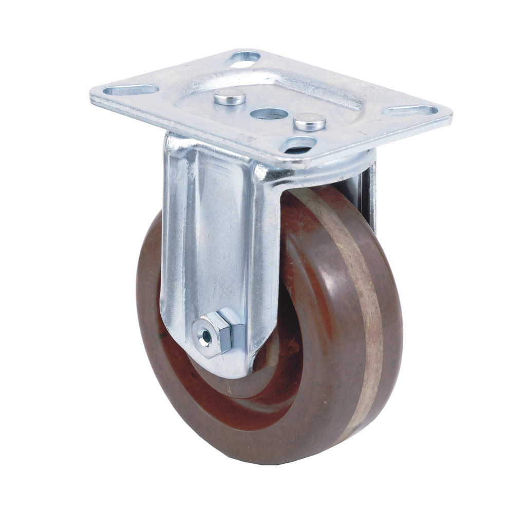 E.R. Wagner Rigid Top Plate Caster: Hard Rubber, 350 lb, 5" Dia, 2" Wide, 6" OAH - 1-3/4 x 3" Bolt Hole Pattern | 16-Pack | Part #1F3005009000100