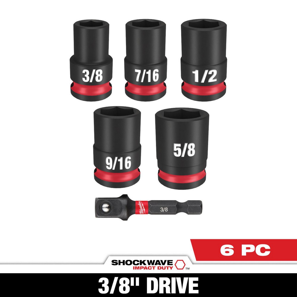 Deep Impact Socket Set Socket Set: 6 Pc, 3/8 to 5/8