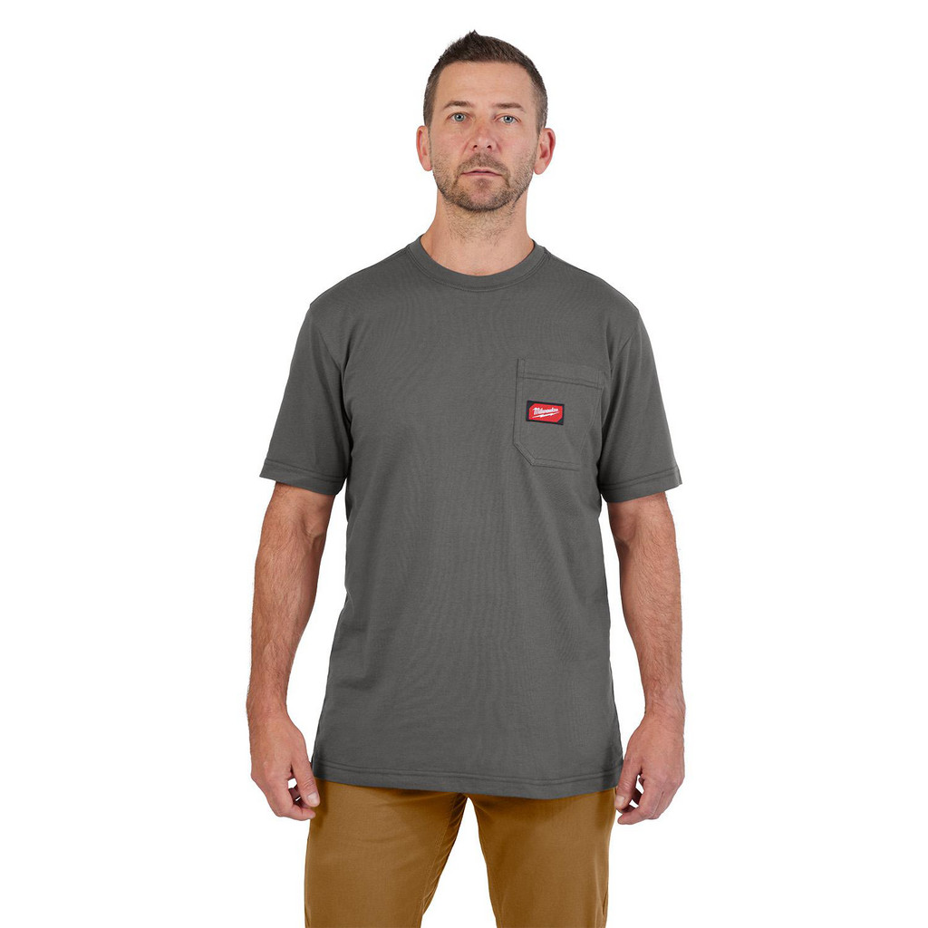 Milwaukee Tool | Milwaukee Work Shirt: General Purpose, X-Large, Cotton & Polyester, Gray, 1 Pocket - Short Sleeve, 46 to 48" Chest, No Closure |
