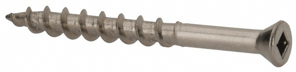 #7 Flat Head, Square Drive Stainless Steel Deck Screw - 1-5/8" OAL, Grade 305, Type 17 Point