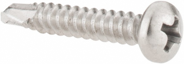 #8, Pan Head, Phillips Drive, 1" Length Under Head, #2 Point, Self Drilling Screw