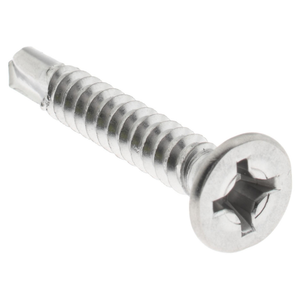 #12, Flat Head, Phillips Drive, 1-1/2" OAL, #3 Point, Self Drilling Screw