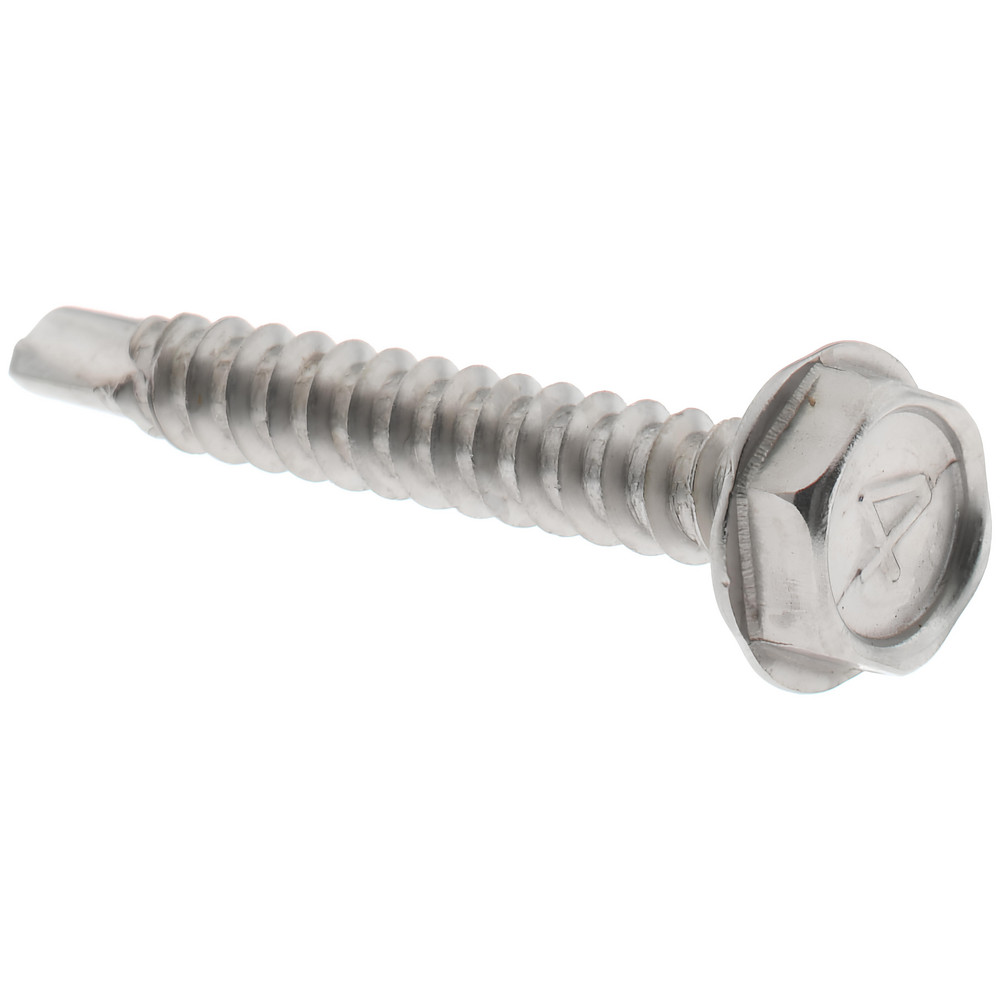 #6, Hex Washer Head, Hex Drive, 1" Length Under Head, #2 Point, Self Drilling Screw