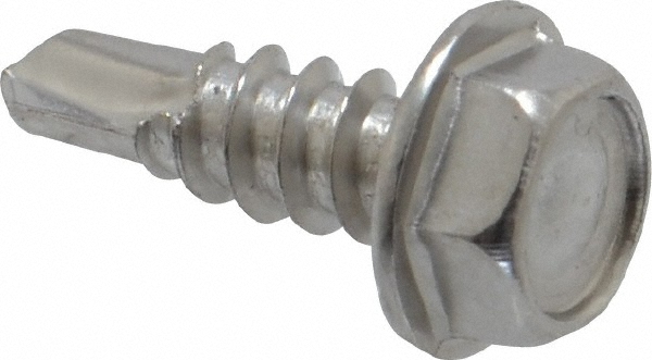 #8, Hex Washer Head, Hex Drive, 1/2" Length Under Head, #2 Point, Self Drilling Screw