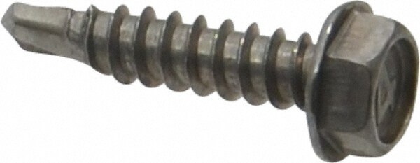 #8, Hex Washer Head, Hex Drive, 3/4" Length Under Head, #2 Point, Self Drilling Screw