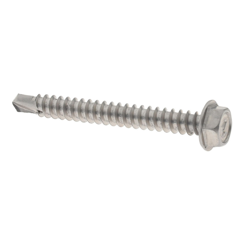 #8, Hex Washer Head, Hex Drive, 1-1/2" Length Under Head, #2 Point, Self Drilling Screw