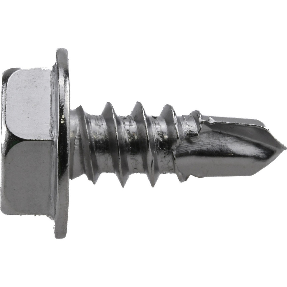 #10, Hex Washer Head, Hex Drive, 1/2" Length Under Head, #2 Point, Self Drilling Screw - Grade 410 Stainless Steel