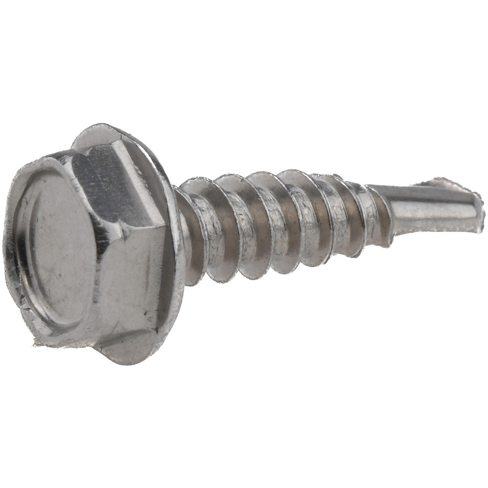 #10, Hex Washer Head, Hex Drive, 3/4" Length Under Head, #3 Point, Self Drilling Screw - Grade 410 Stainless Steel