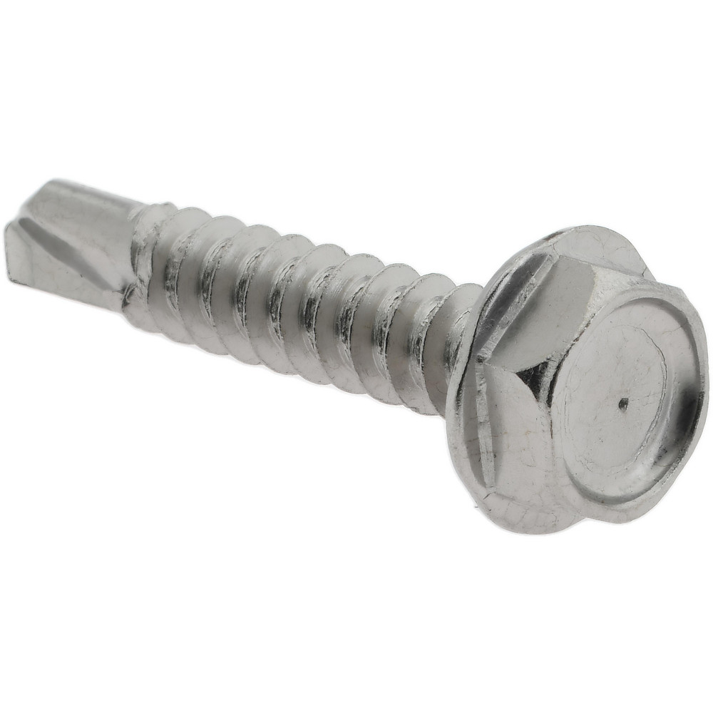 #10, Hex Washer Head, Hex Drive, 1" Length Under Head, #3 Point, Self Drilling Screw - Grade 410 Stainless Steel
