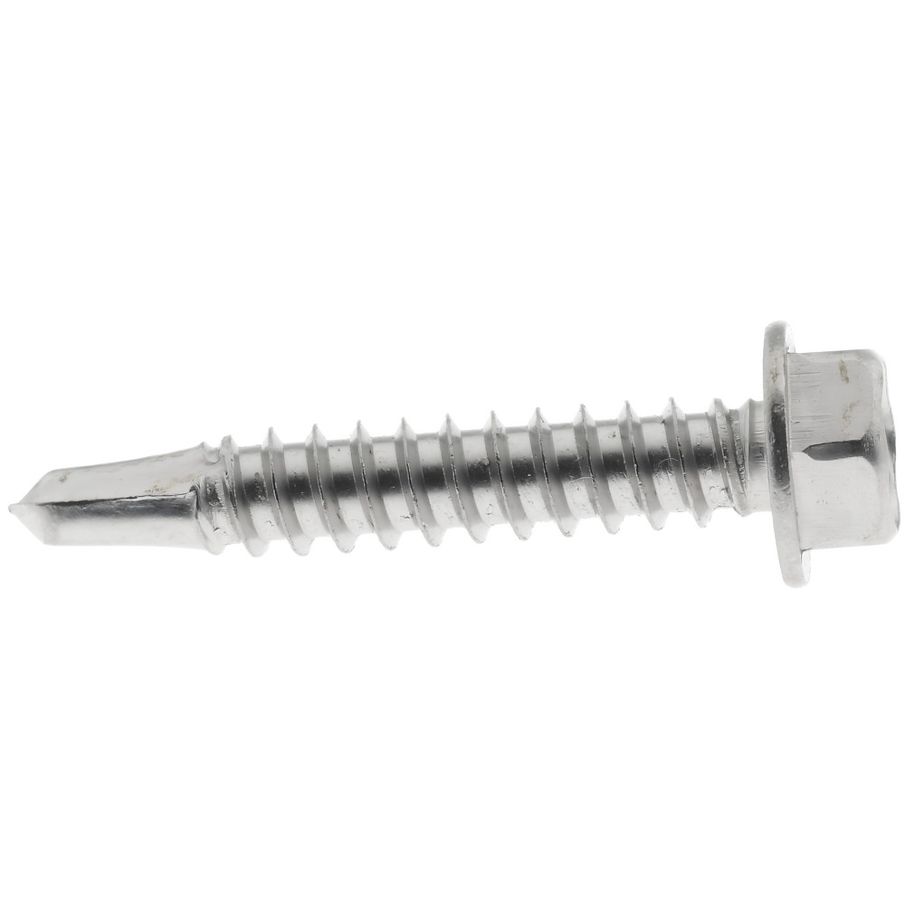 #10, Hex Washer Head, Hex Drive, 1-1/4" Length Under Head, #3 Point, Self Drilling Screw