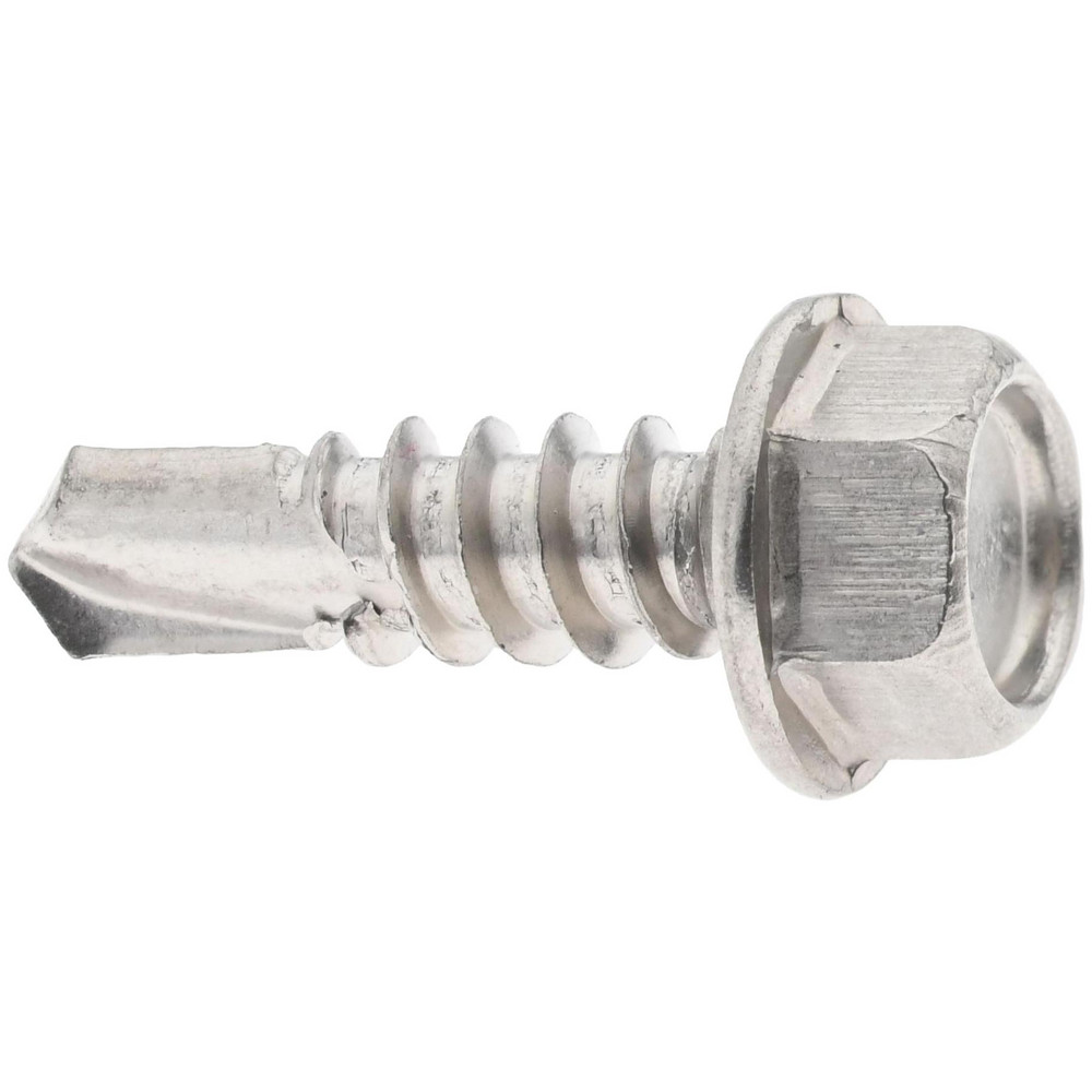 #12, Hex Washer Head, Hex Drive, 3/4" Length Under Head, #3 Point, Self Drilling Screw - Grade 410 Stainless Steel
