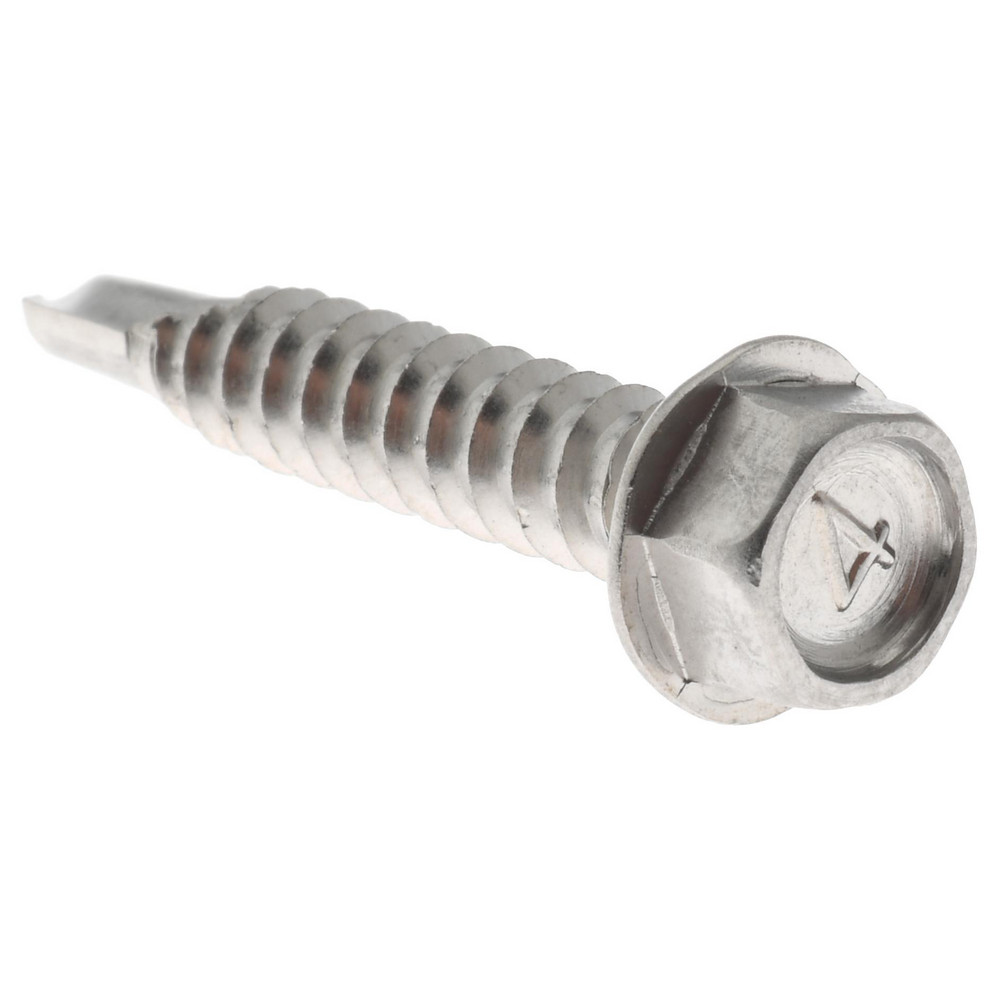 #12, Hex Washer Head, Hex Drive, 1-1/4" Length Under Head, #3 Point, Self Drilling Screw