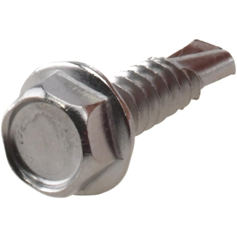 #14, Hex Washer Head, Hex Drive, 1" Length Under Head, #3 Point, Self Drilling Screw - Grade 410 Stainless Steel