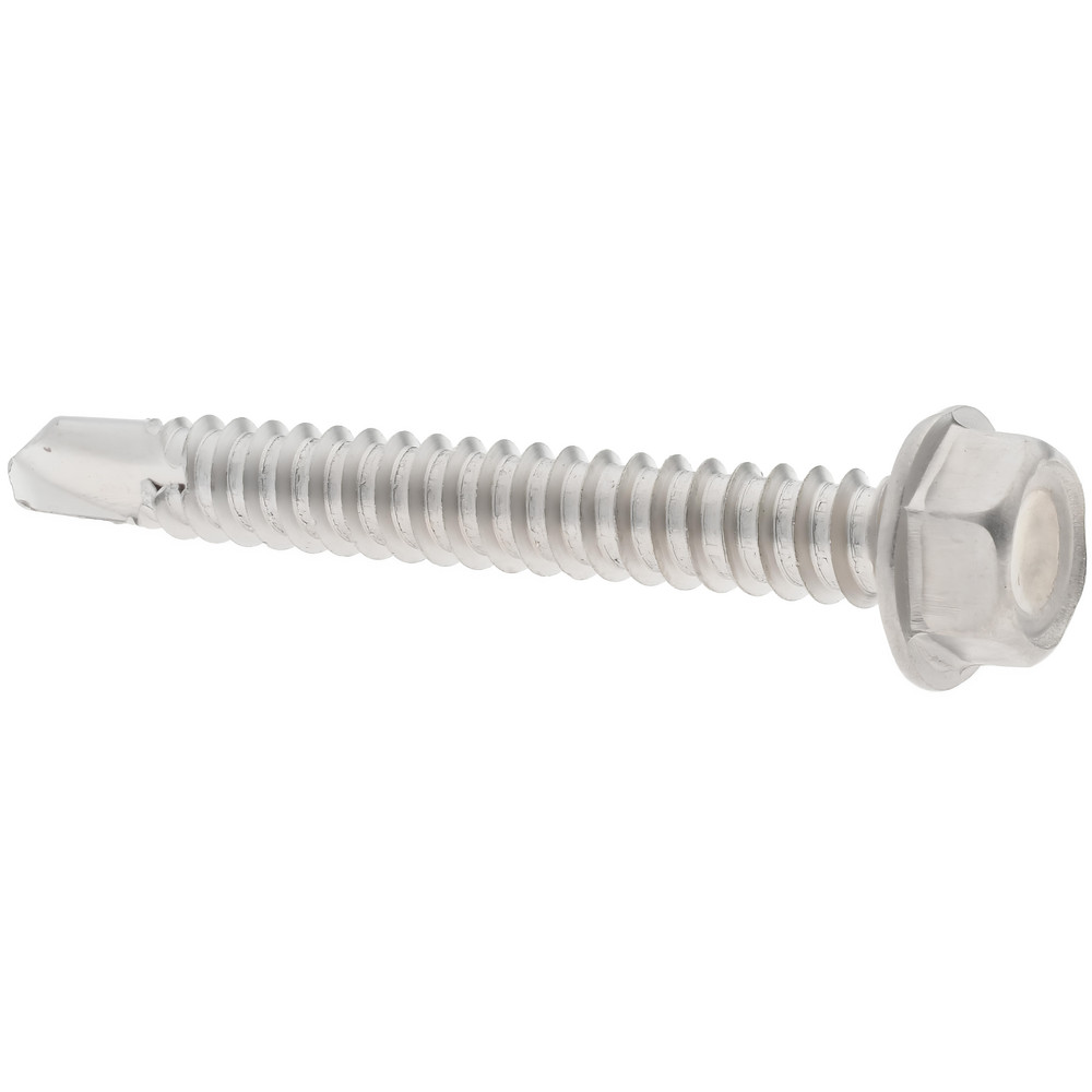 #14, Hex Washer Head, Hex Drive, 2" Length Under Head, #3 Point, Self Drilling Screw