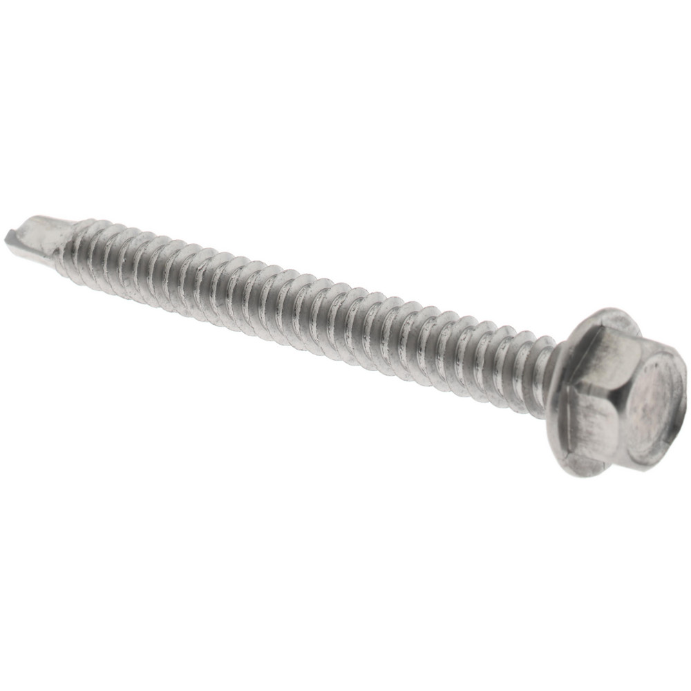 #14, Hex Washer Head, Hex Drive, 2-1/2" Length Under Head, #3 Point, Self Drilling Screw