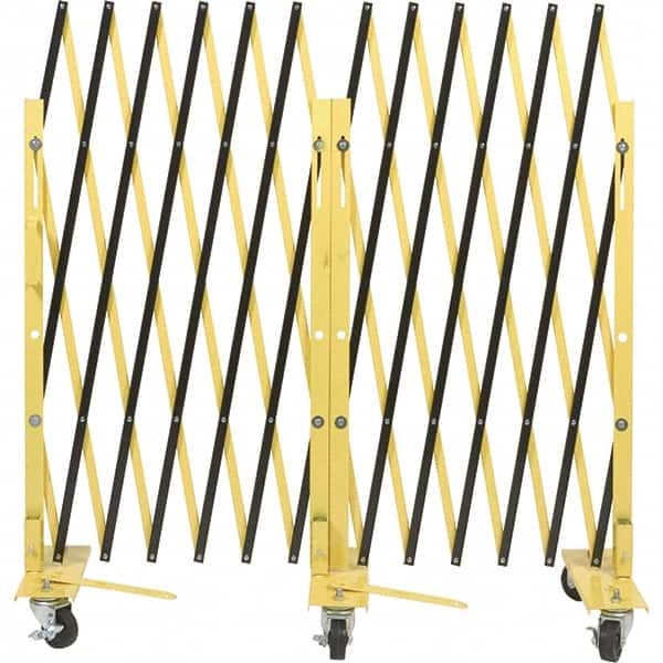 Portable Barrier Gate: 40" High, Steel Frame, Black & Yellow