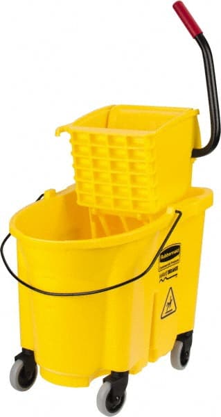 Rubbermaid WaveBrake 26 Qt. Yellow Mop Bucket & Side Press Wringer Combo
