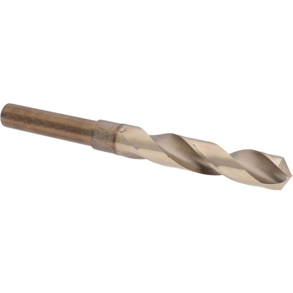 Reduced Shank Drill Bit: 39/64'' Dia, 1/2'' Shank Dia, 118 °, Cobalt