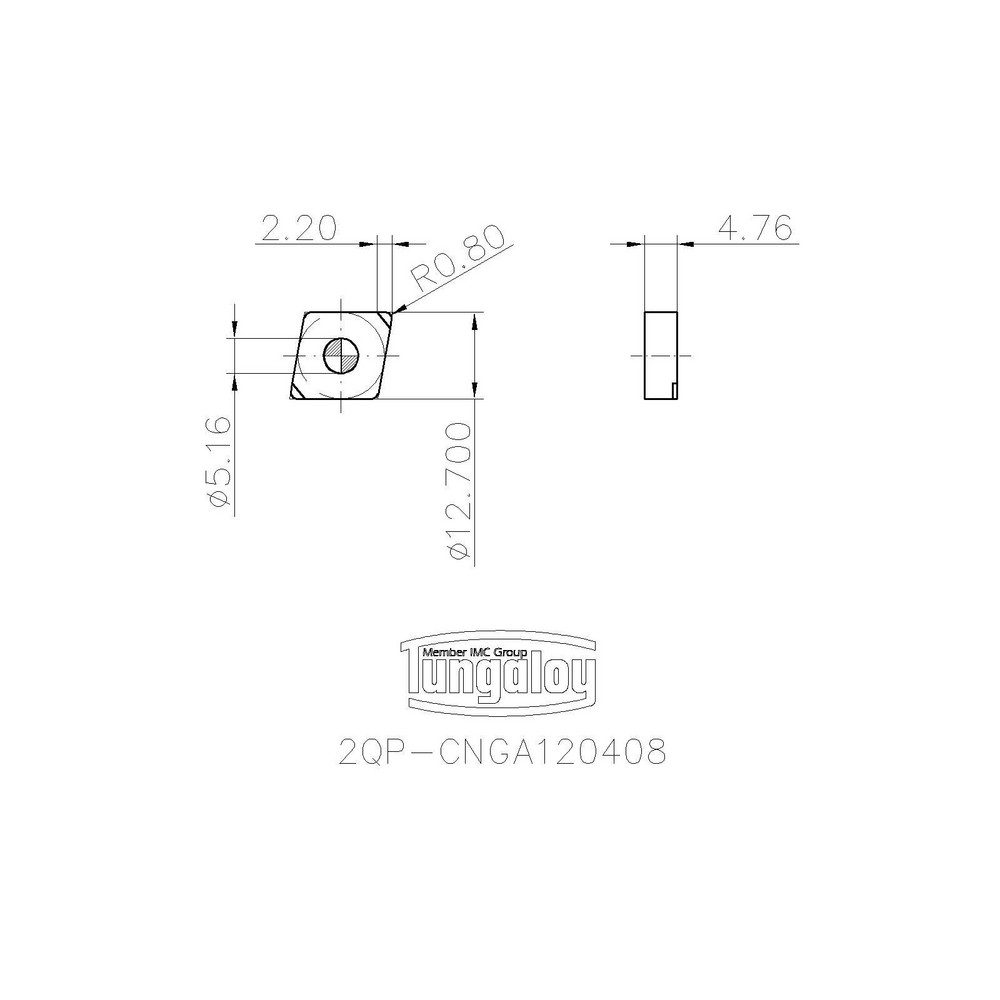 Tungaloy - Turning Insert: 2QP-CNGA120408 BX480, PCBN | MSC Direct