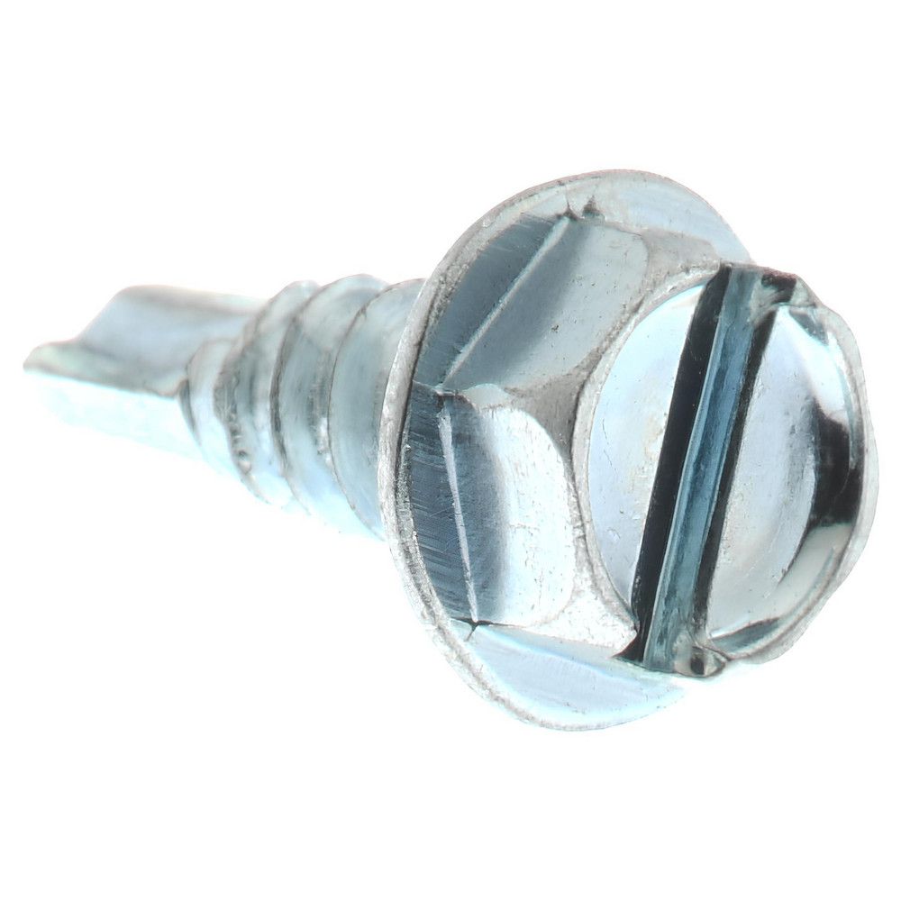 #8, Hex Washer Head, Slotted Drive, 1/2" Length Under Head, #2 Point, Self Drilling Screw