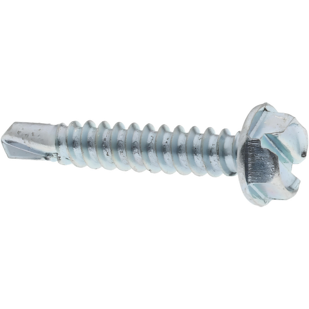 #8, Hex Washer Head, Slotted Drive, 1" Length Under Head, #2 Point, Self Drilling Screw