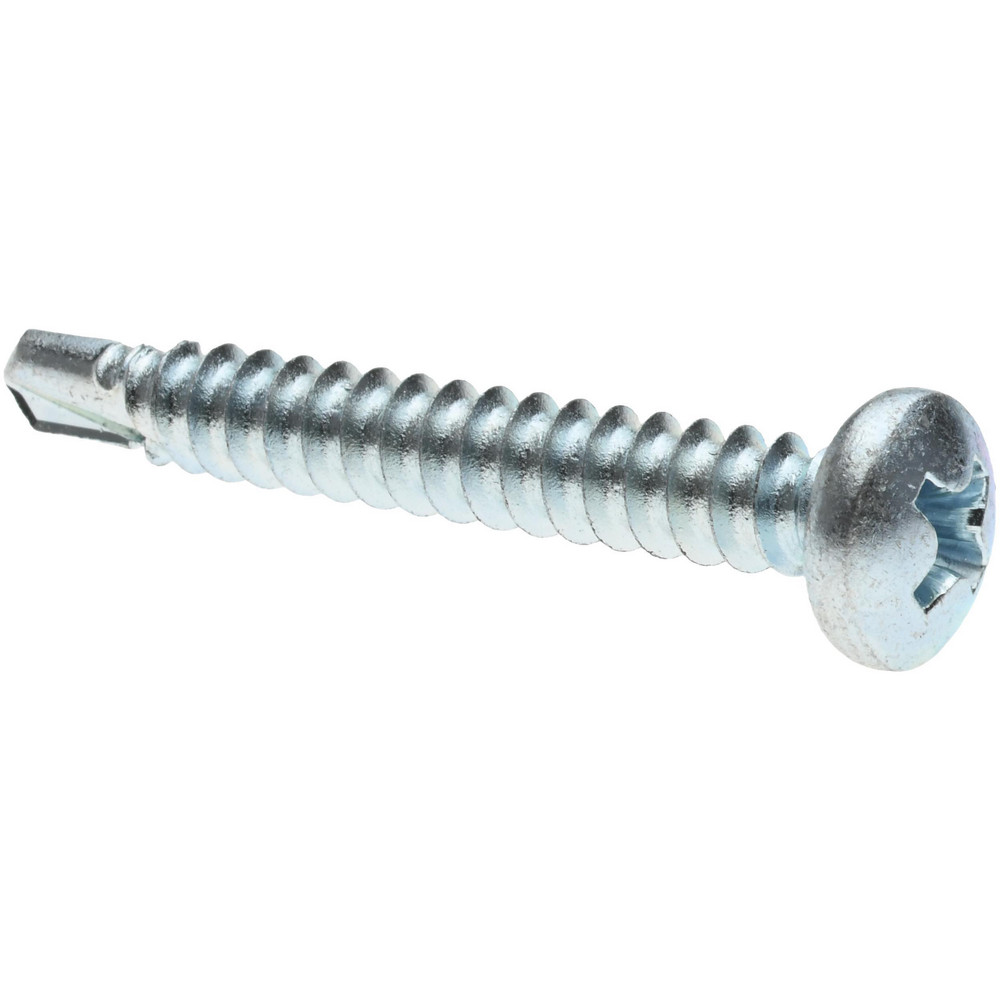 #8, Pan Head, Phillips Drive, 1-1/4" Length Under Head, #2 Point, Self Drilling Screw