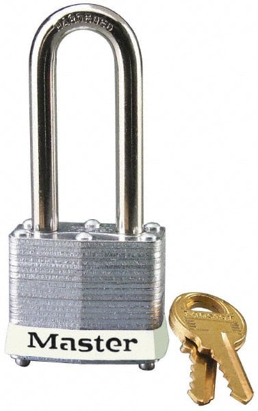 Master Lock 3KALHWHT-3984 Lockout Padlock: Keyed Alike, Laminated Steel, 2" High, Steel Shackle, White 