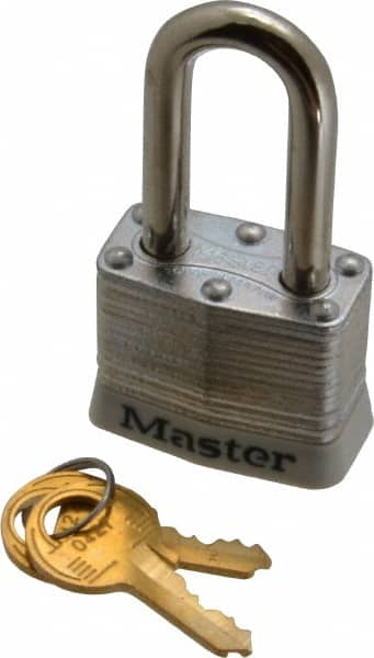 Master Lock 3KALFWHT-0427 Lockout Padlock: Keyed Alike, Laminated Steel, Steel Shackle, White 