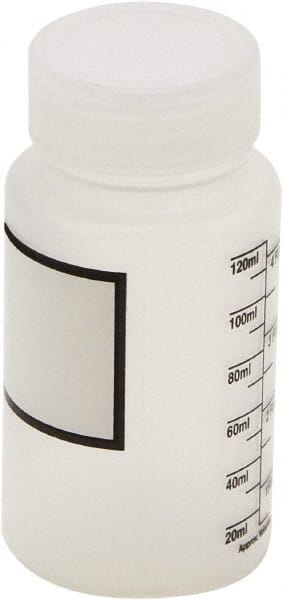 100 to 999 mL Polyethylene Wide-Mouth Bottle: 2" Dia, 3.9" High