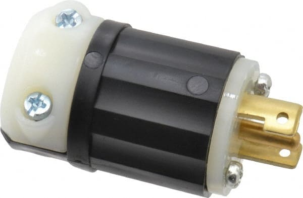 Leviton ML3-P Locking Inlet: Plug, Industrial, ML-3P, 125 & 250V, Black & White 