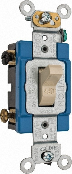 Leviton - 2 Pole, 120 to 277 VAC, 15 Amp, Industrial Grade Toggle Wall ...