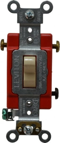 Leviton 1223-2I 3 Pole, 120 to 277 VAC, 20 Amp, Industrial Grade Toggle Three Way Switch 