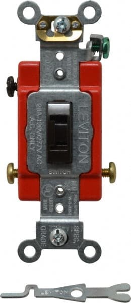 Leviton 1223-2L 3 Pole, 120 to 277 VAC, 20 Amp, Industrial Grade Toggle Three Way Switch 