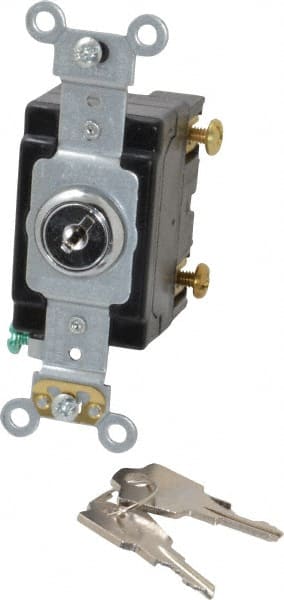 Leviton 1221-2KL 1 Pole, 120 to 277 VAC, 20 Amp, Industrial Grade Key Lock Wall Switch 