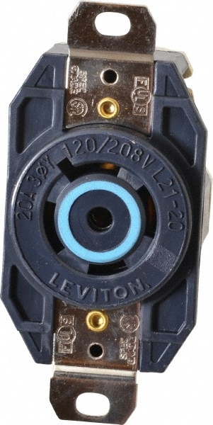 Leviton 2510 120/208 VAC, 20 Amp, L21-20R NEMA, Self Grounding Receptacle Image