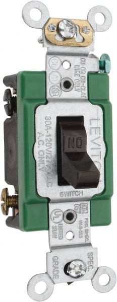 Leviton 3032-2 2 Pole, 120 to 277 VAC, 30 Amp, Industrial Grade Toggle Wall Switch 