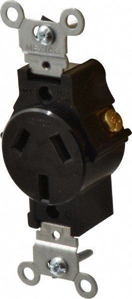 Straight Blade Single Receptacle: NEMA 10-20R, 20 Amps, Ungrounded