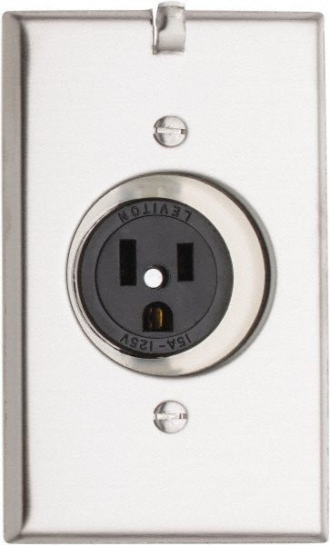 Leviton T5261-CH Straight Blade Single Receptacle: NEMA 5-15R, 15 Amps, Self-Grounding Image