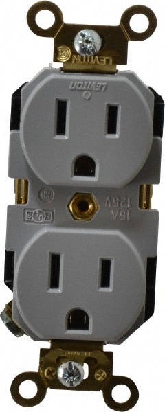 Straight Blade Duplex Receptacle: NEMA 5-15R, 15 Amps, Self-Grounding