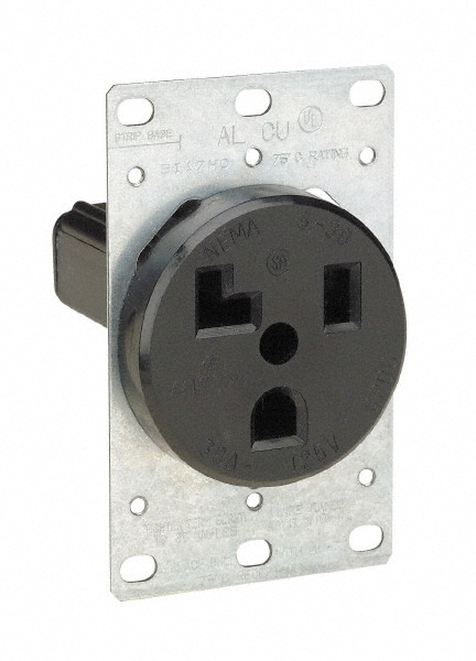 Leviton 5371 Straight Blade Single Receptacle: NEMA 5-30P, 30 Amps, Self-Grounding Image