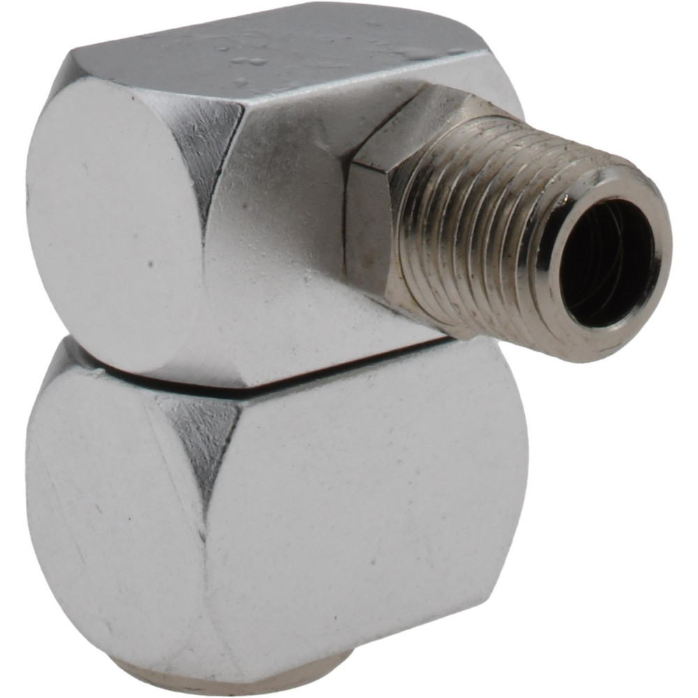 Pneumatic Swivel Fitting: 1/4" Male x Female NPT, 1/4" Body Diam