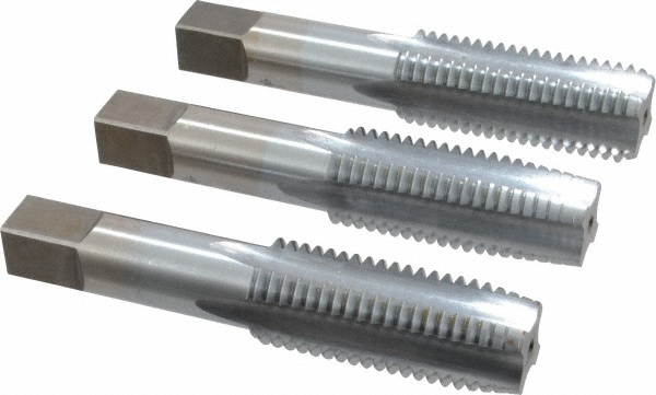 Made in USA | Regal Cutting Tools Tap Set: 1-8 UNC, 4 Flute, Bottoming, Plug & Taper, High-Speed Steel, Chrome Finish - 5-1/8" OAL, 2B & 3B Class of