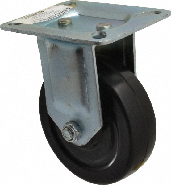 Value Collection Rigid Top Plate Caster: Hard Rubber, 300 lb, 4" Dia, 1-1/4" Wide, 5-1/8" OAH - 3-1/4 x 4" Plate, 3-1/4 x 2-3/8 Slotted to 2-3/4 x