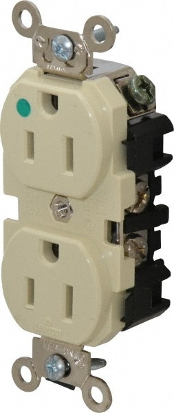 Straight Blade Duplex Receptacle: NEMA 5-15R, 15 Amps, Self-Grounding